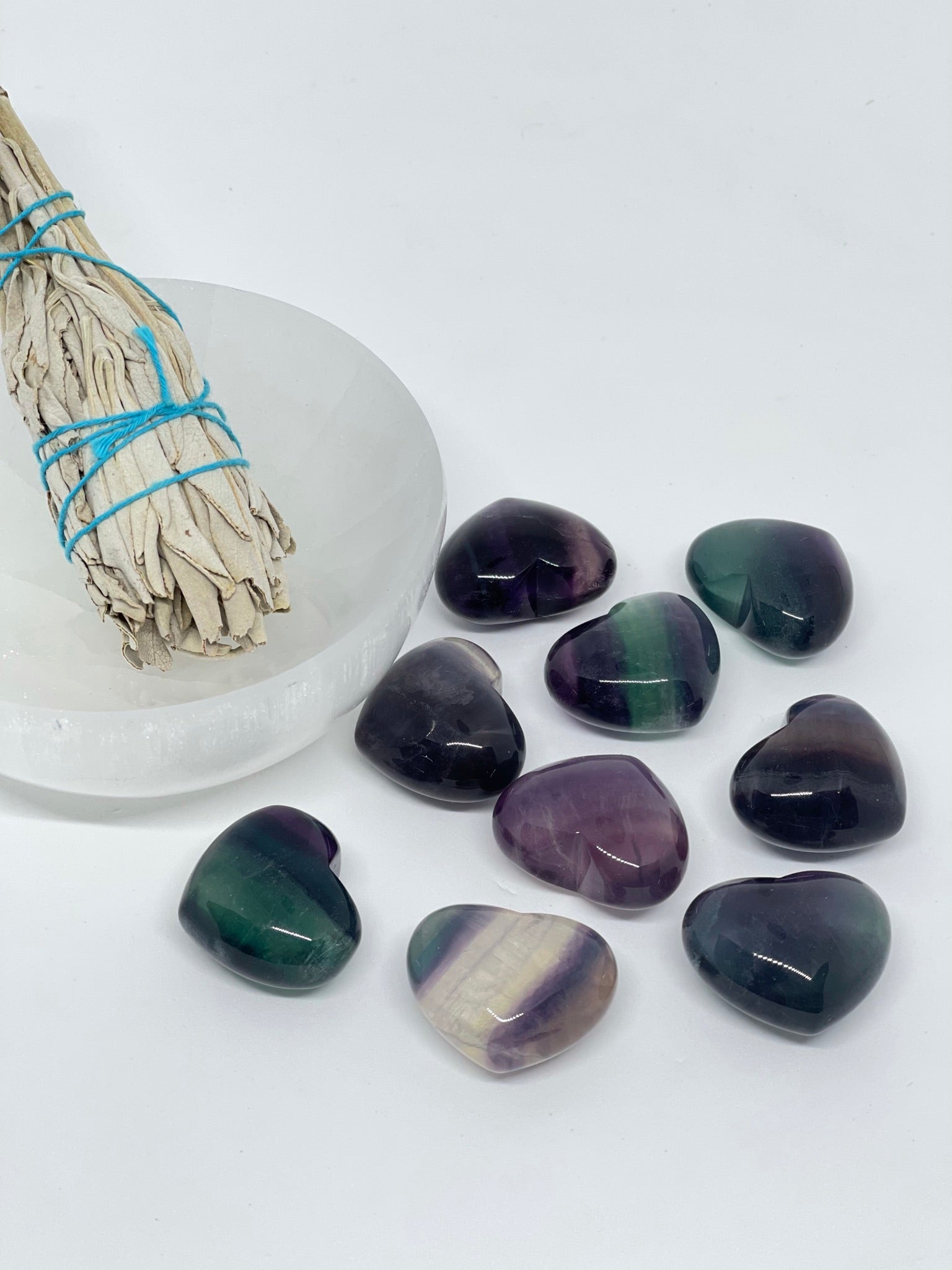 Rainbow Fluorite Heart - mini