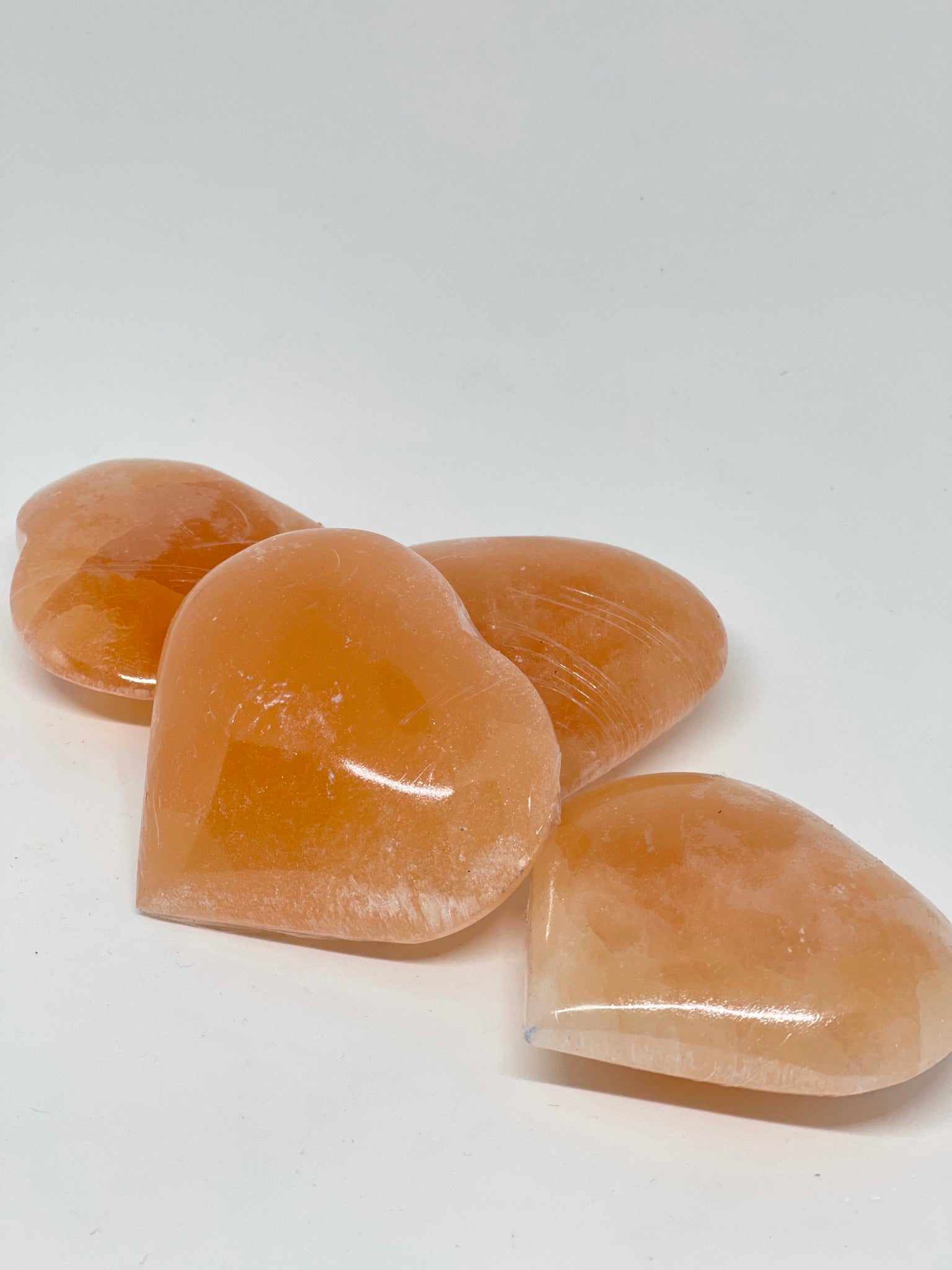 Peach Selenite Heart