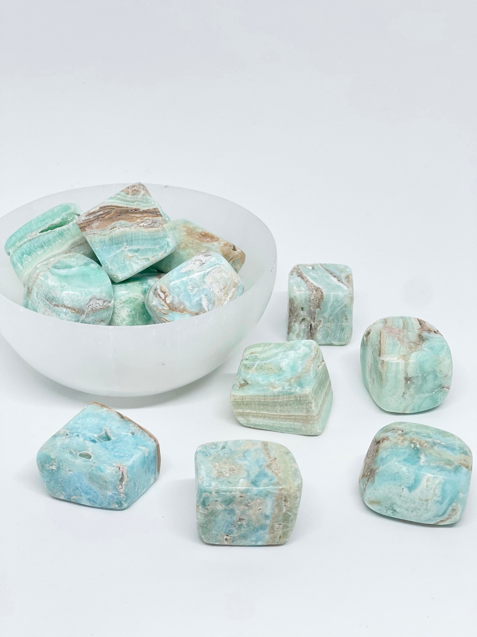 Caribbean Blue Calcite and Aragonite Tumbled - medium