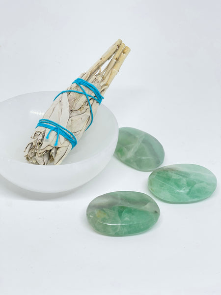 Green Fluorite Palm Stone